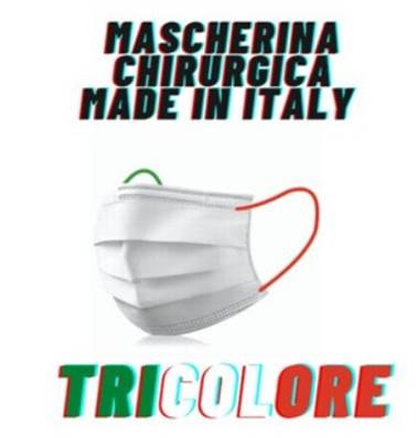 MASCHERINA CHIRURGICA TRICOLORE MADE IN ITALY - 50 PZ