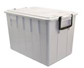 CASSETTA SOVRAPPONIBILE BIANCA CON COPERCHIO E MANIGLIE NERE - 60 L